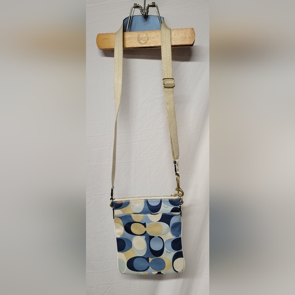 COACH SIGNATURE SWING PACK L0767-41226 SCARF BLUE CROSS BODY - Picture 12 of 12